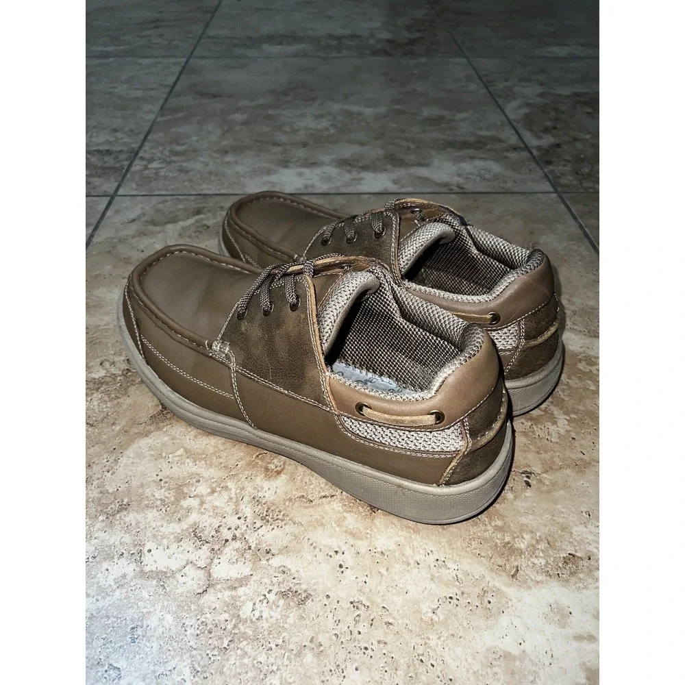 Mens Orthofeet Baton Orthotic Therapeutic Brown Leather Moc Boat Shoes 10 2E EE
